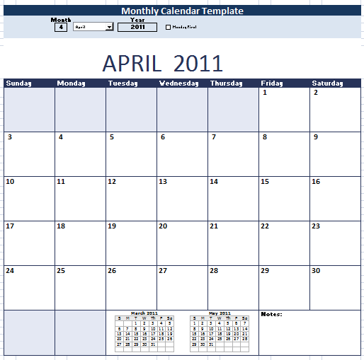 Monthly Calendar Template For Mac saptsi